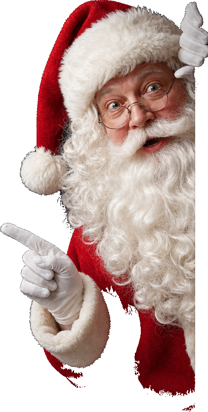 Santa Claus pointing to links