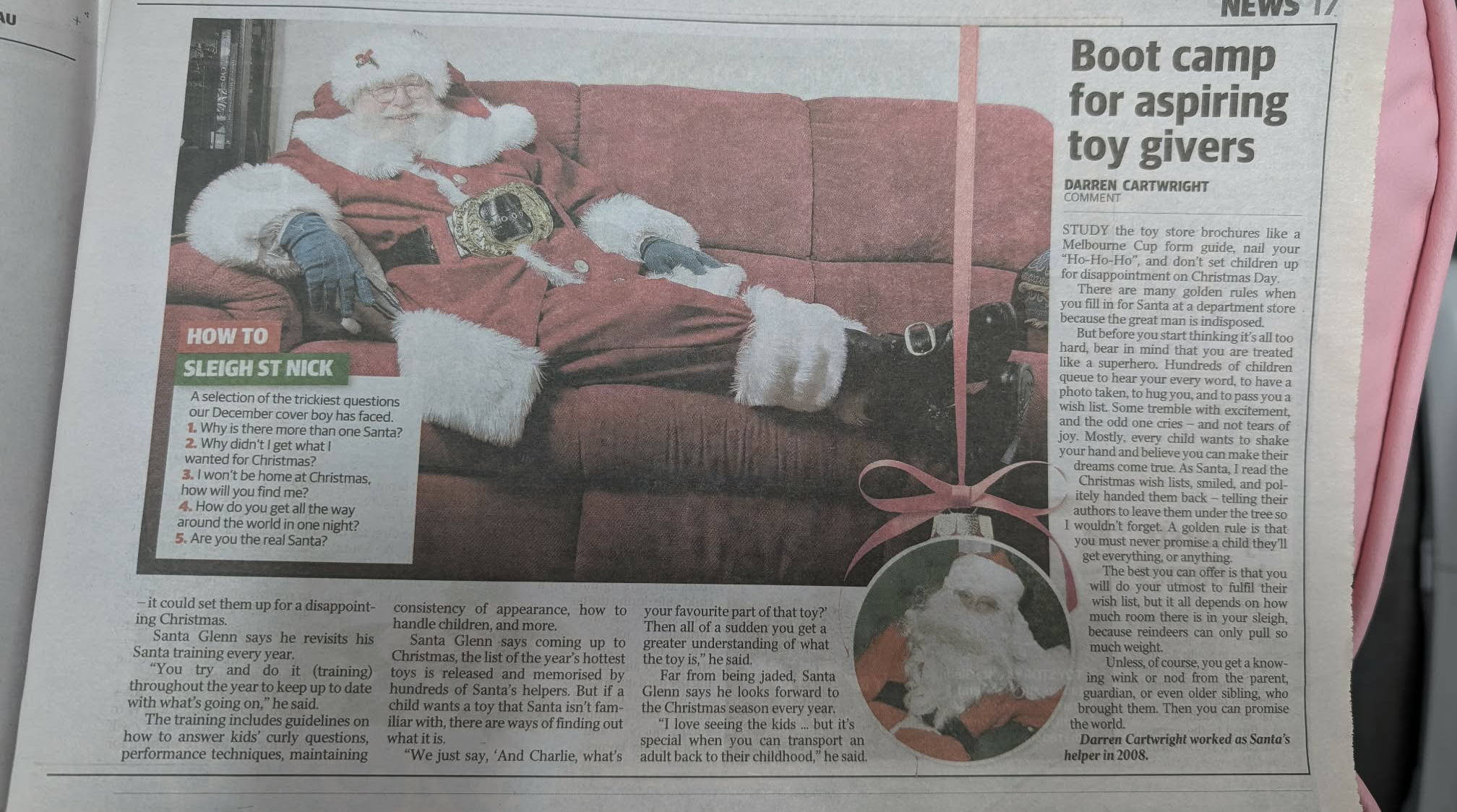 The Courier-Mail feature Boot Camp For Aspiring Toy Givers about training professional Santas