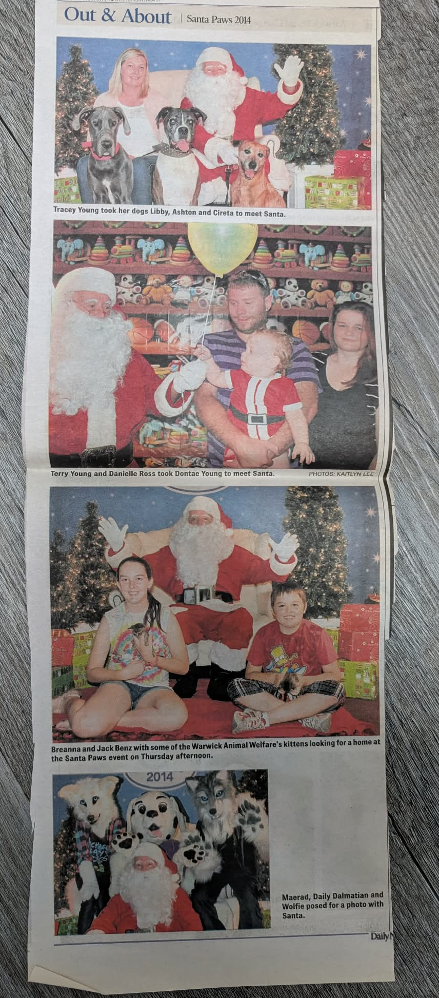 Warwick Daily News Out & About feature Santa Paws 2014 with families and pets meeting Santa