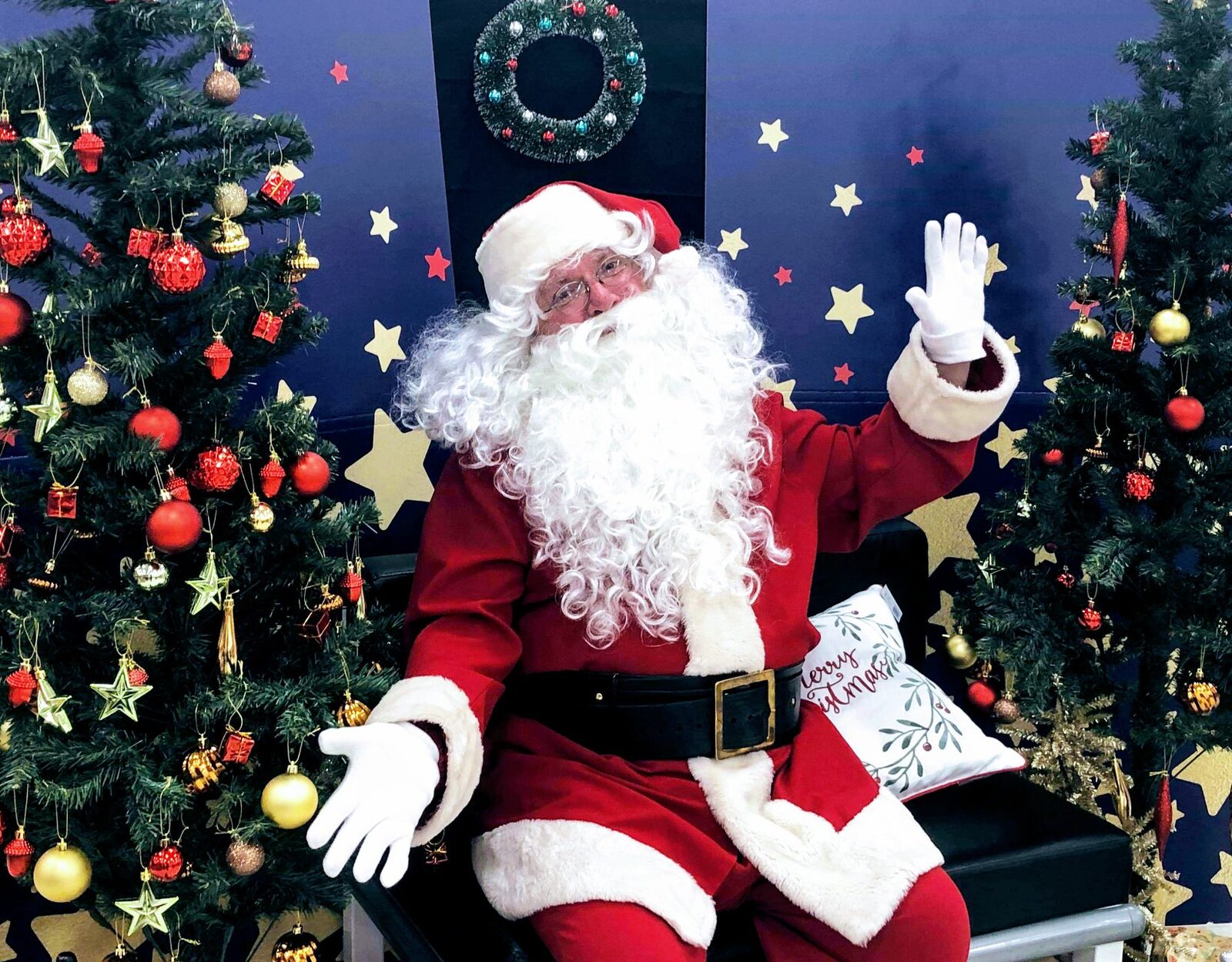 Santa waving for a video chat